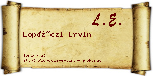 Lopóczi Ervin névjegykártya